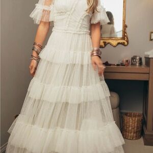 Ivy City Co Whimsical White Layered Maxi Dress